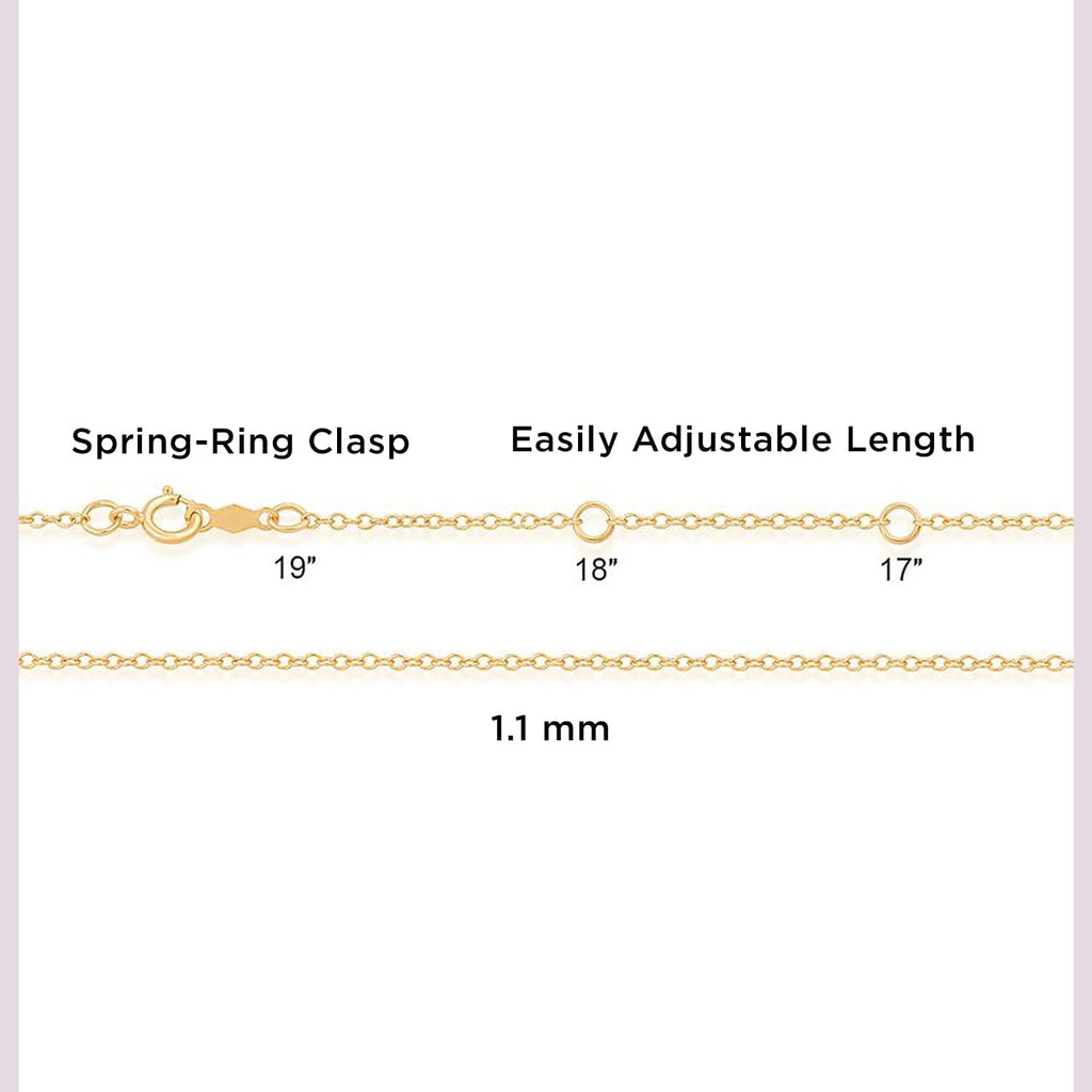Jewelili 10K Yellow Gold or 10K White Gold or Sterling Silver 1.0mm Cable Chain Necklace with Spring-ring Clasp |17', 18', 19' (inches) Extendable Length
