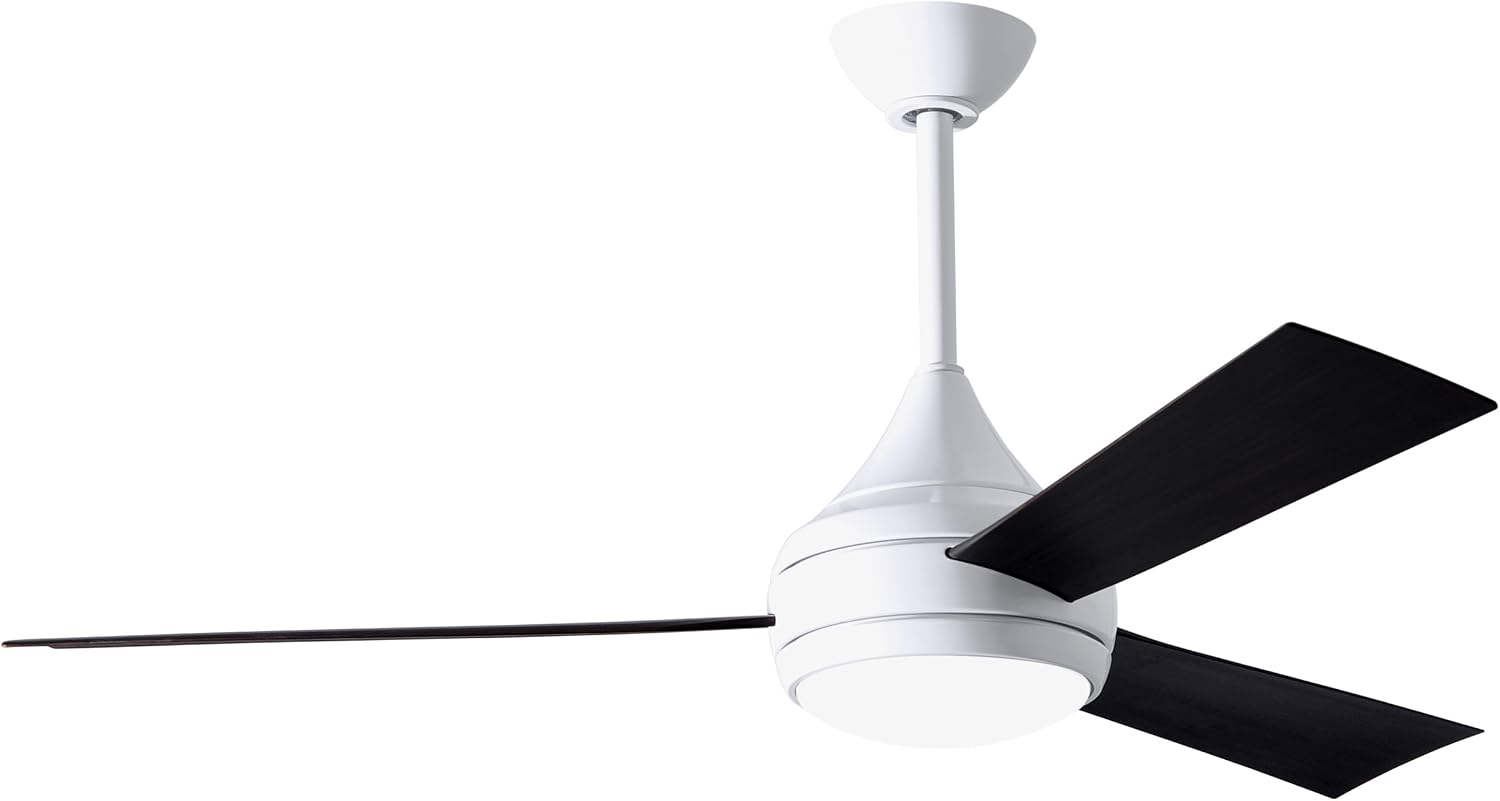 Matthews DA-WH-BK Donaire Outdoor Wet/Salt Water Rated 52' Marine-Grade Coastal Ceiling Fan with LED Light & Remote, Gloss White with Black