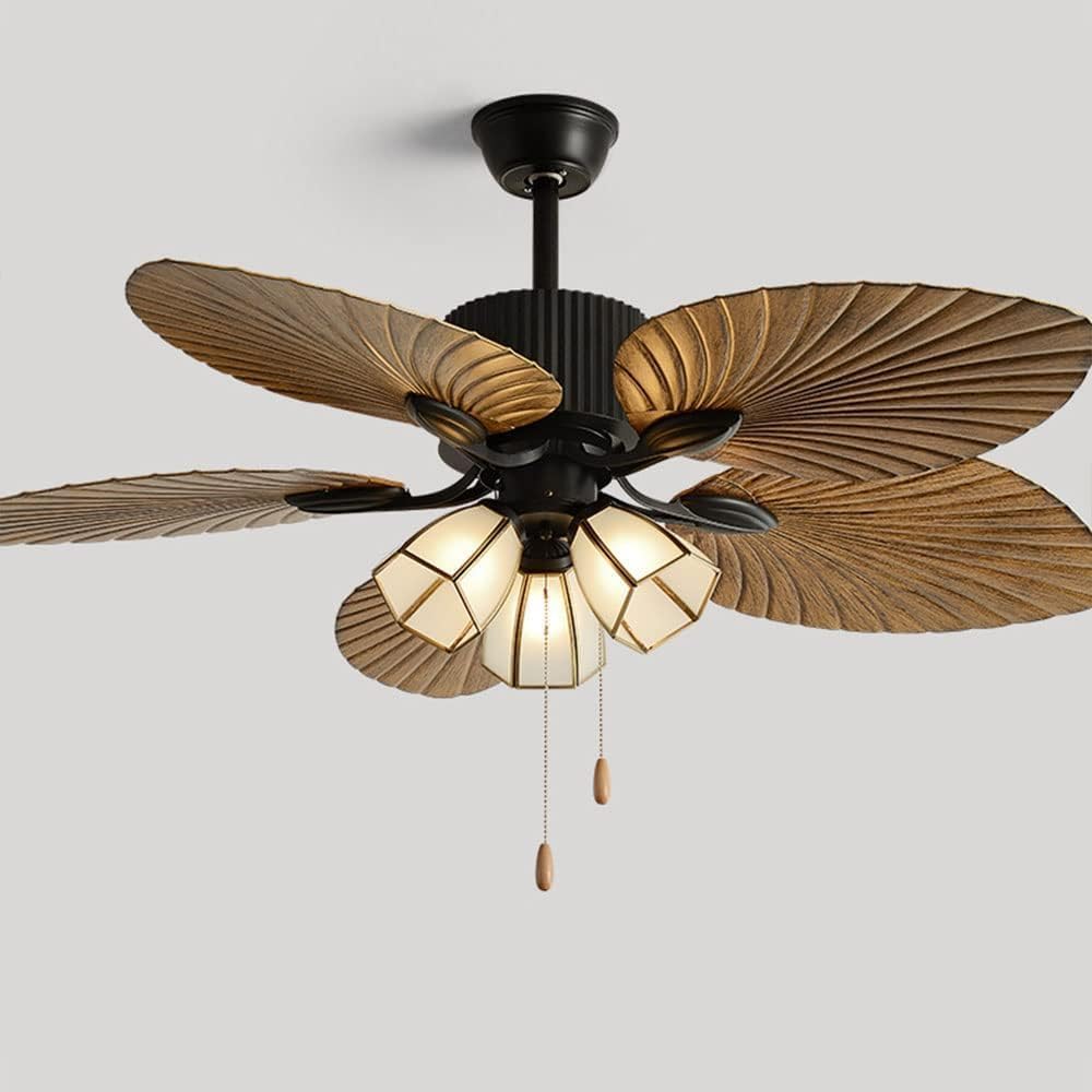 Lamp Big Fan Blades Lighting Ceiling Fans Ceiling Fan Light 52in Retro Remote Control Creative Fan Fixture for Indoor Bedroom Energy Saving