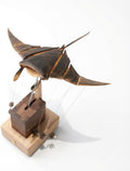 Handcrafted Wooden Kinetic Manta Ray Sculpture - Fluid Motion Automata Desk Decor, Solid Walnut Wood Office Accessory, Unique Relaxation Gift for Men Dad Husband, No Assembly Required
