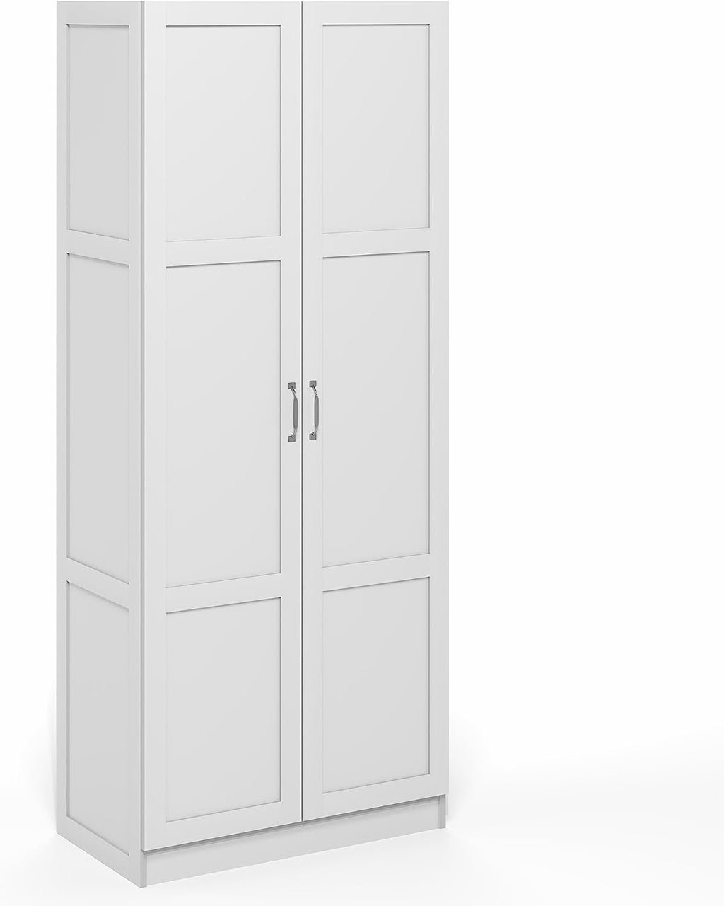 Furinno Robin 4-Tier White Storage Cabinet, 30-Inch Pantry Cabinet with Adjustable Shelves & 2 Shaker-Doors, Kitchen Cabinet, Organization and Storage, for Pantry, Home Office, Plain White