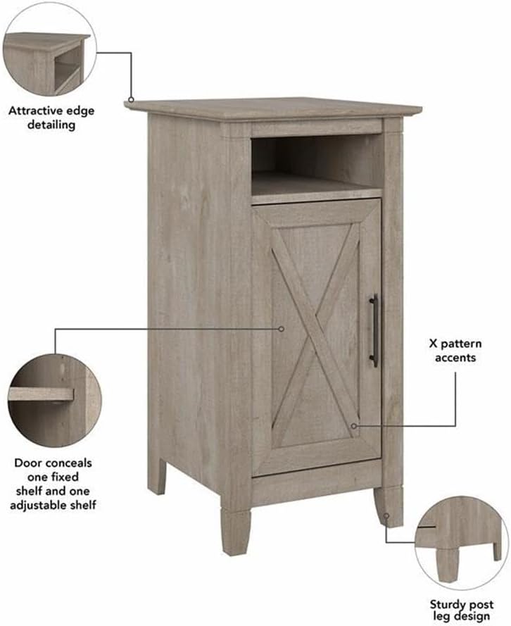 Bush Home Key West Small Storage Cabinet with Door in Washed Gray