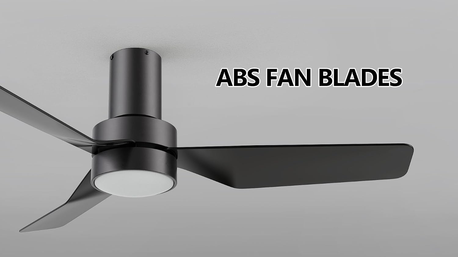 CEME 44-Inch Low Profile Ceiling Fan with Light and Remote, Small Flush Mount Ceiling Fan with 10-speed DC Motor, Indoor & Outdoor for Bedroom, Living room, Black