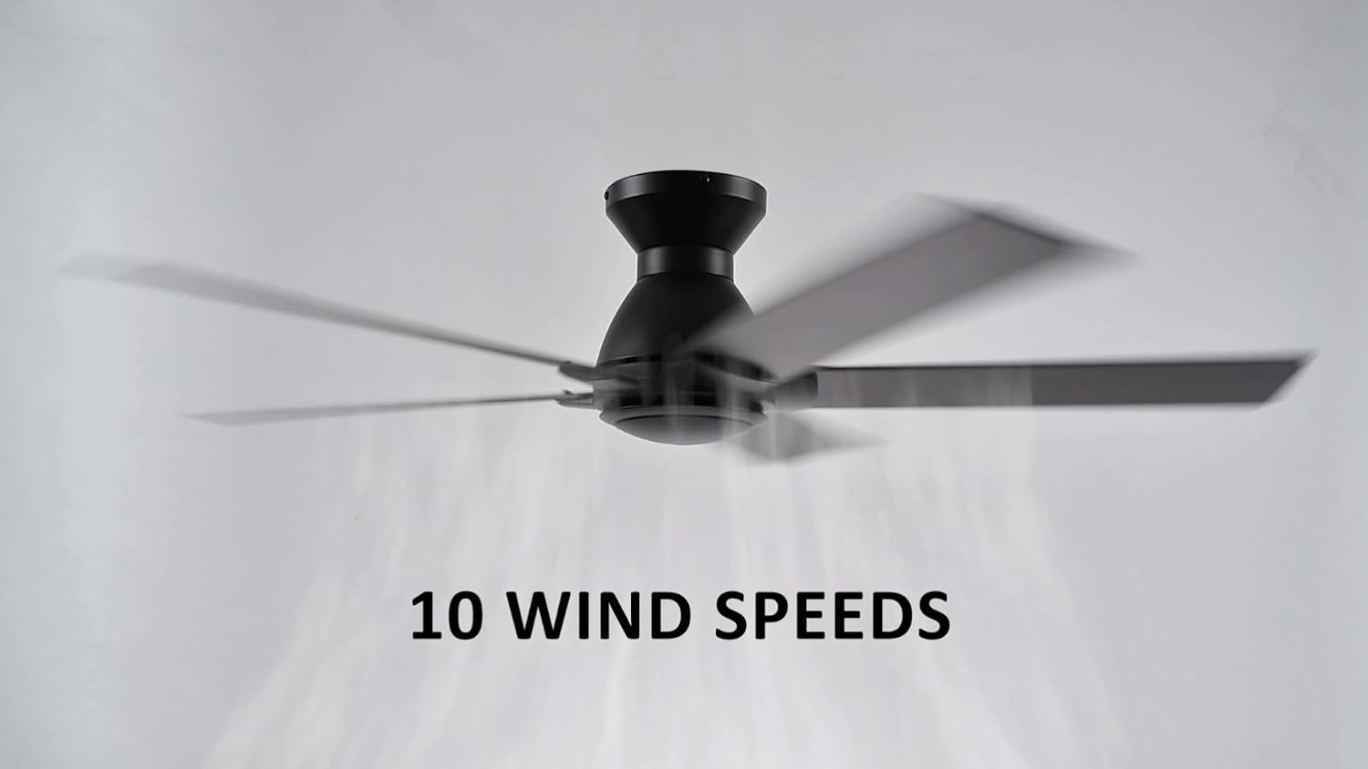 Carro 52 Inch Flush Mount Ceiling Fan without Lights, Black Ceiling Fan with Remote Low Profile, 10-Speed Reversible DC Motor, 5 Dark Walnut Finish Blades, Indoor for Bedroom
