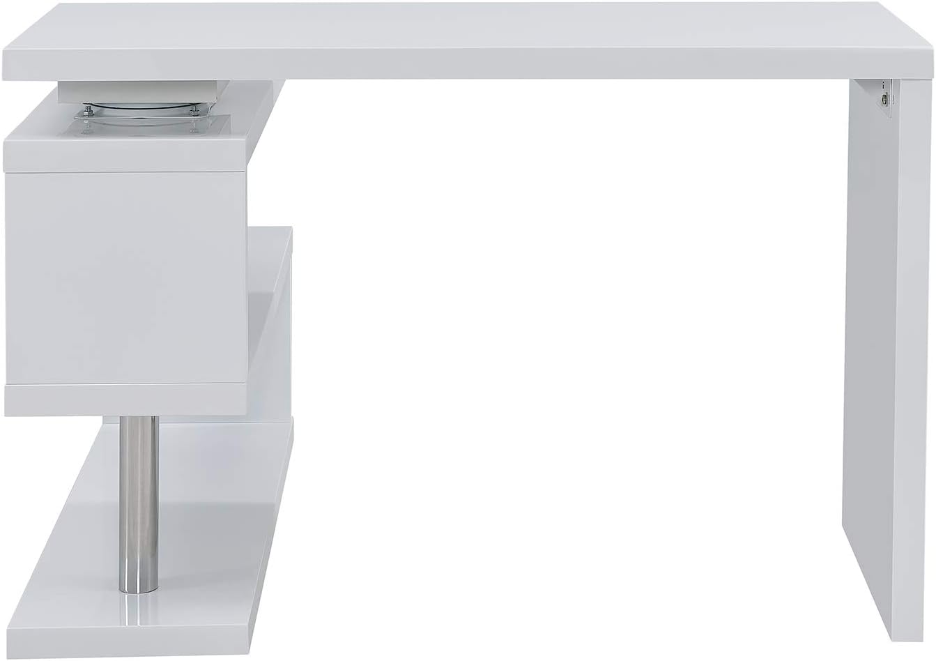 SEI Furniture Yates Multifunctional Corner/L Desk w/ Shelves, White-chrome
