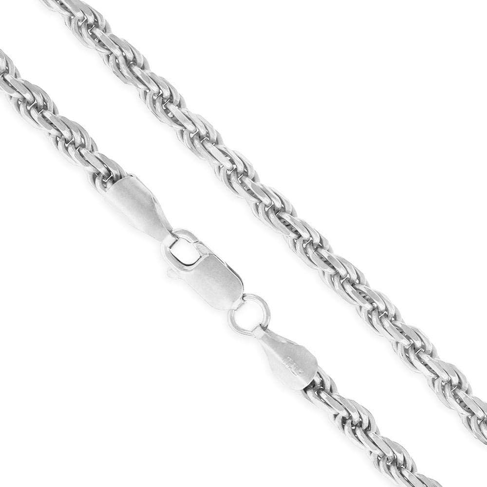 ARGENTO REALE Sterling Silver Diamond Cut Rope Chain Necklace, 1MM 2MM 3MM 4MM 5MM 6MM 7.5MM Braided Rope Chain Necklace, 925 Sterling Silver Necklace