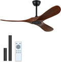 42 Inch Ceiling Fan Unlit, Solid Wood Ceiling Fan Unlit, with Remote Control, Reversible DC Motor, Indoor Bedroom Living Room Office Outdoor Patio Ceiling Fan