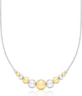 Ross-Simons Italian Sterling Silver and 18kt Gold Over Sterling Graduated Bead Cable-Chain Necklace. 18 inches