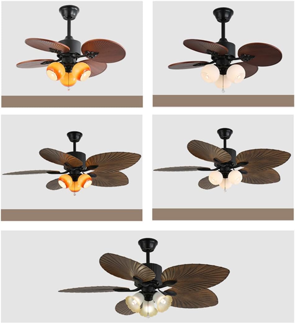 American Retro LED Ceiling Fan Light - Luxury European Design for Living Room, Restaurant, Bedroom, Cafe, Villa & Hotel Remote Control, Stylish Lighting (Style 15) (Style 12)