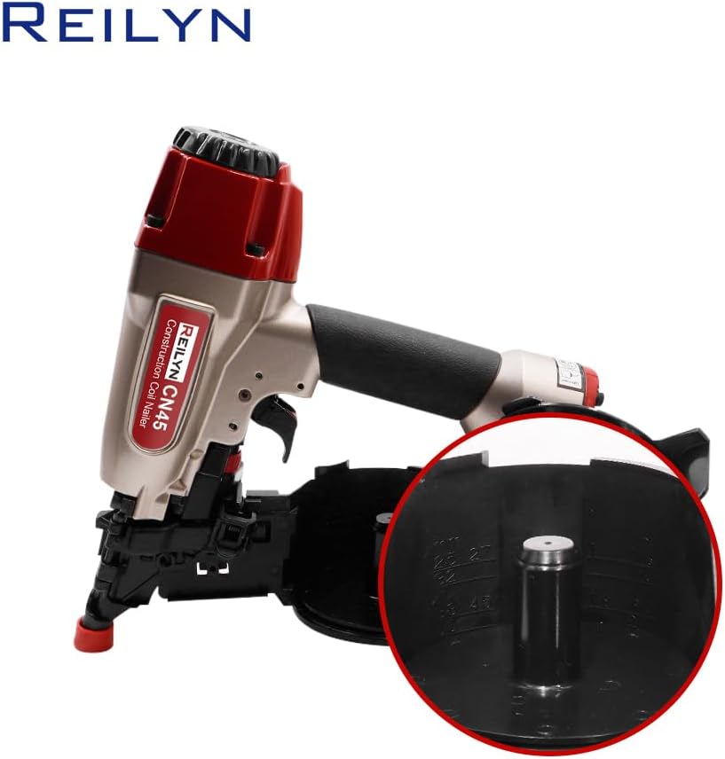 CN45 Pneumatic Framing Nail Gun,15 Degree 3/4' to 1-3/4' Coil Siding Nailer Pneumatic Roof Nail Gun for Siding Sheathing Wooding Fencing Decking