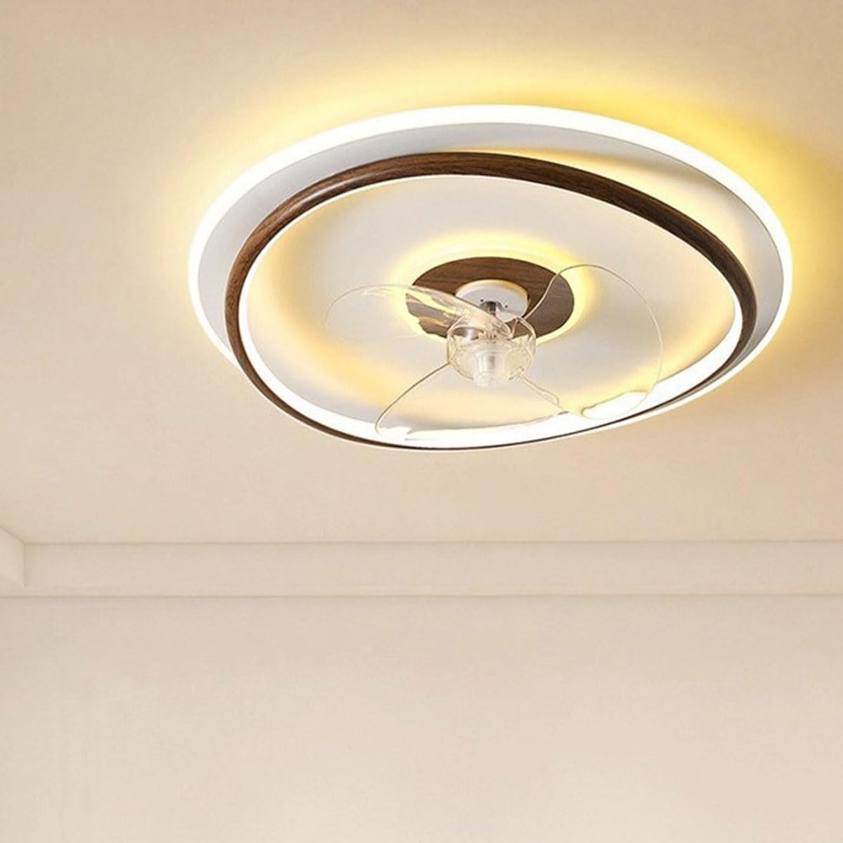 Vintage-Style Retro Fan Ceiling Lamp with Acrylic Shade Flat Lighting Oscillating Quiet Operation Round Ceiling Lights for Living Room Suitable for Study and Dining Room