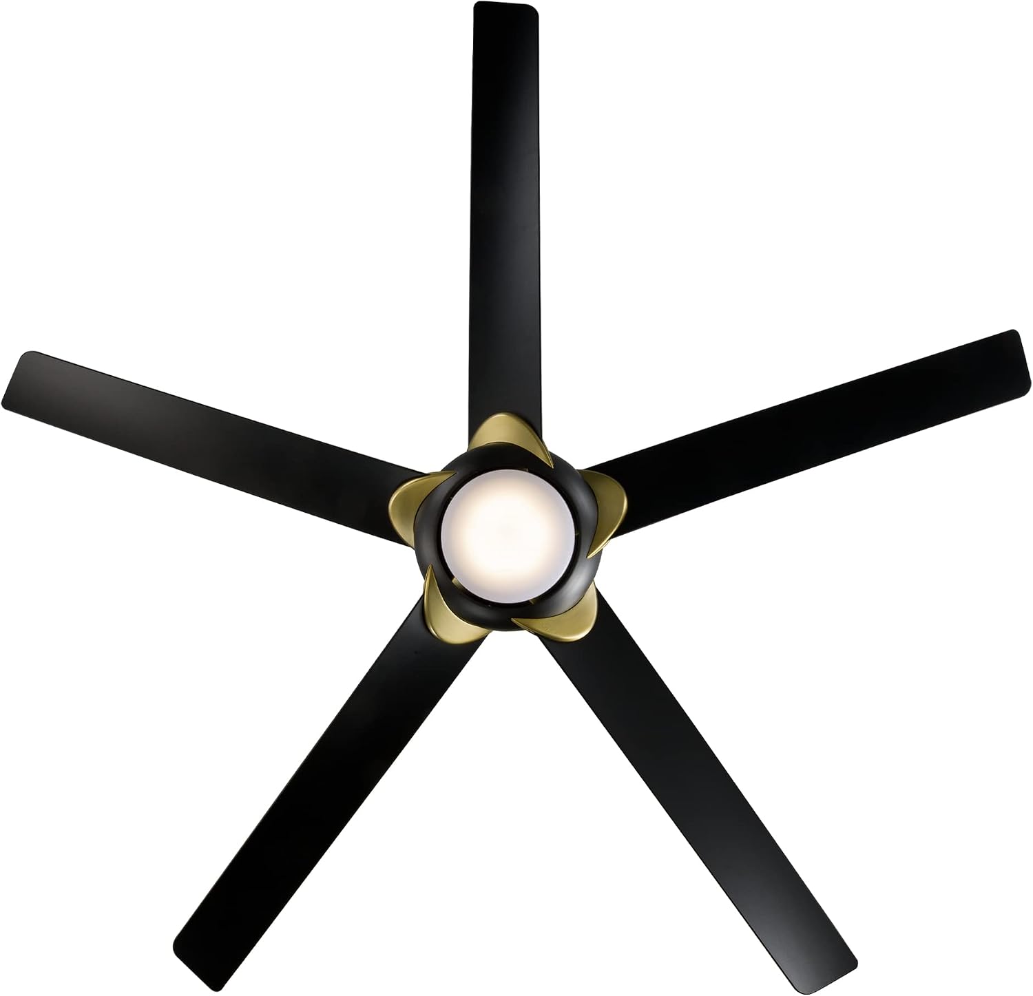 Modern Forms Lucid Indoor and Outdoor 5-Blade 62in Smart Ceiling Fan in Soft Brass Matte Black with 3500K LED Light Kit and Remote Control works with Alexa and iOS or Android App