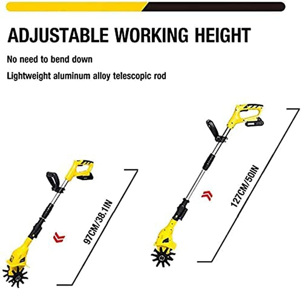 20V Cordless Electric Scarifier Handheld Rotavator Portable Electric Tiller with Rechargeable Battery, 16cm Working Depth, for Gardens