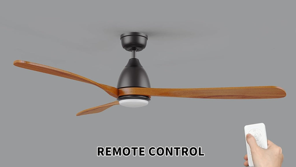 SMAAIR 60 Inch Ceiling Fans with Lights and Remote, Solid Wood Black Sambuca Modern Ceiling Fan with Lights, 10 Speed, Quiet DC Motor, Indoor 3 Blade Ceiling Fan for Indoor Bedroom Living Room
