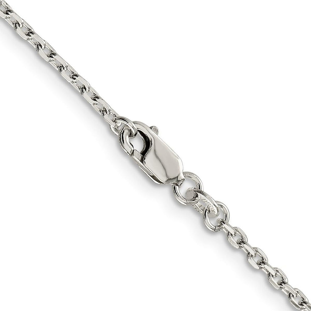 JewelryWeb 925 Sterling Silver Polished 2mm Cable Chain Necklace Lobster Claw Chain Necklace for Women and Men