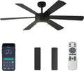 SHOWDI Black Ceiling Fans with Lights and Remote, Quick Installation, 56 in | 2 Blade Color, Metal Material, App Remote Control, Timer, Reversible, 3CCT, Dimmable for Bedroom, Living room, Indoor