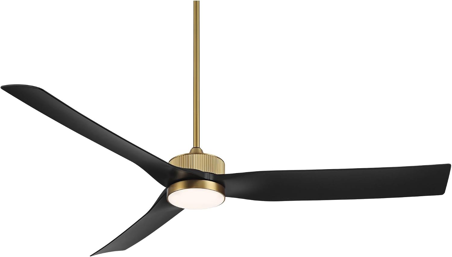 Casa Vieja 60' Montage Modern Indoor Outdoor Ceiling Fan 3 Blade LED Light Remote Control Soft Brass Finish Black Blades Bedroom Patio Living Room Kitchen Porch Damp Rated Decorative DC Motor Garage