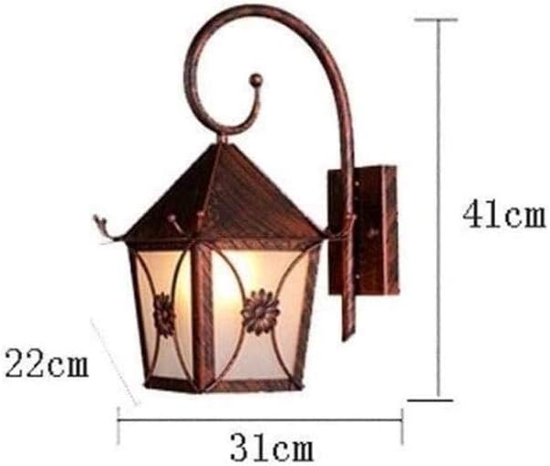 American Country Wall Lamp, Antique Industrial Wall Light Farmhouse Barn Rust Color Metal External Wall Spotlights Weatherproof Outdoor Landscape E27 Security Illumination