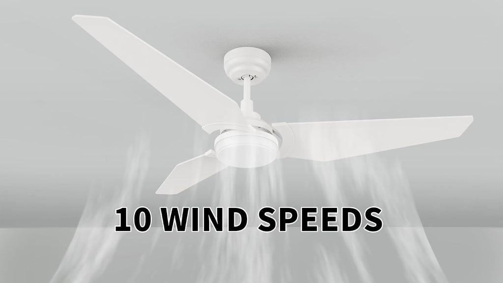 Carro 56' Modern Smart Ceiling Fan with Dimmable LED Lights and Remote, Compatible with Alexa/Google Home/Siri/APP, DC Motor with 10 Speeds, for Living Room Dining Bedroom, White