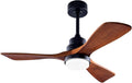 42 Inch Ceiling Fan with Lights and Remote, Outdoor Ceiling Fan for Patios 3 Blades Modern Noiseless Reversible DC Motor, Wood Fan for Farmhouse, Black