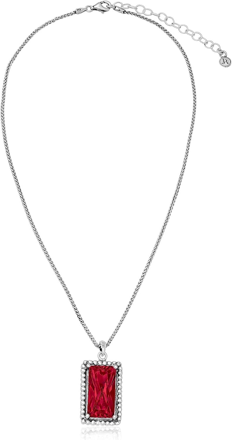 JEAN RACHEL JEWELRY 925 Sterling Silver Necklace for Women - Baguette with Cubic Zirconia Vintage Design - Hypoallergenic, Lead & Nickel Free - Artisan Handcrafted Statement Necklace