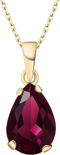 14K Gold Plated Gemstone Necklace for Women - Birthestone Teardrop Necklace - Gold Jewelry for Women - Dainty Gold Necklace - Everyday Necklaces - Gold Necklaces for Women