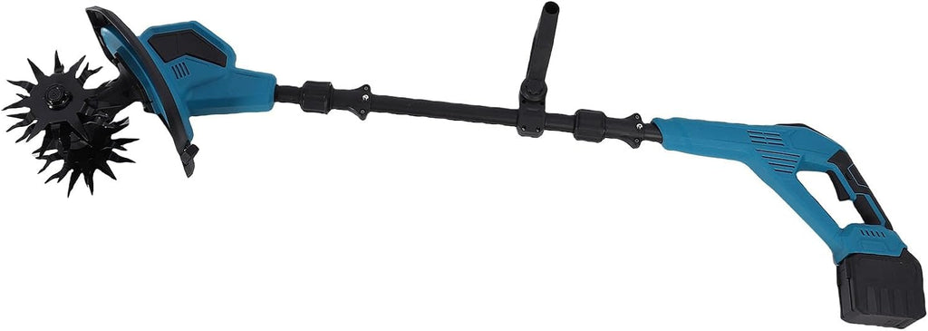 Cordless Electric Tiller Cultivator Garden Tiller 360RPM Powerful Motor 6Ah Battery Lightweight Ergonomic Design Adjustable Handle for Gardening Planting Cultivating (US Plug)