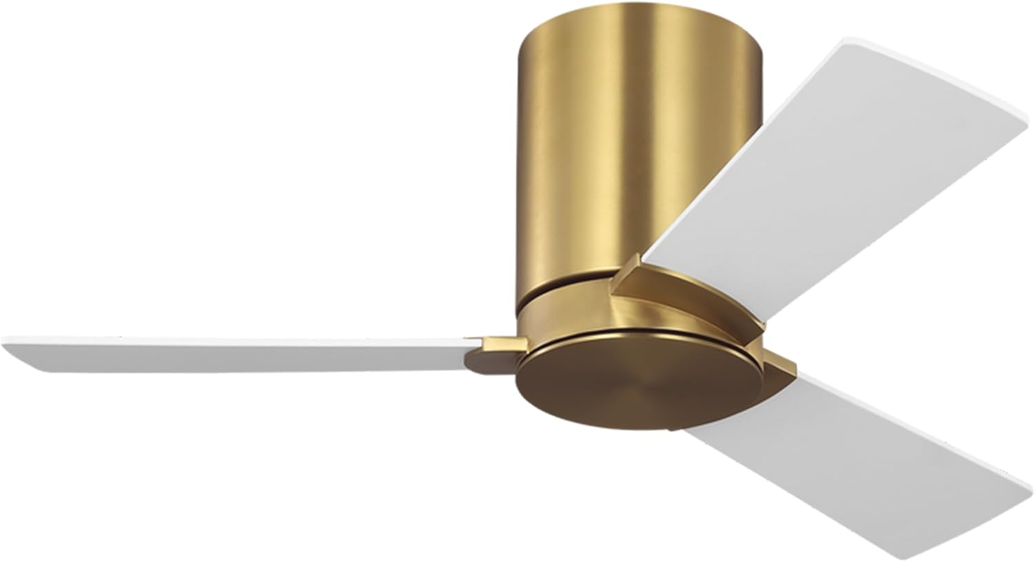 Monte Carlo 3RZHR32BBS Rozzen Hugger 32' Ceiling Fan with Remote Control, Reversible DC Motor, Damp Rated, 3 Reversible Blades (Burnished Brass with Matte White Blades)