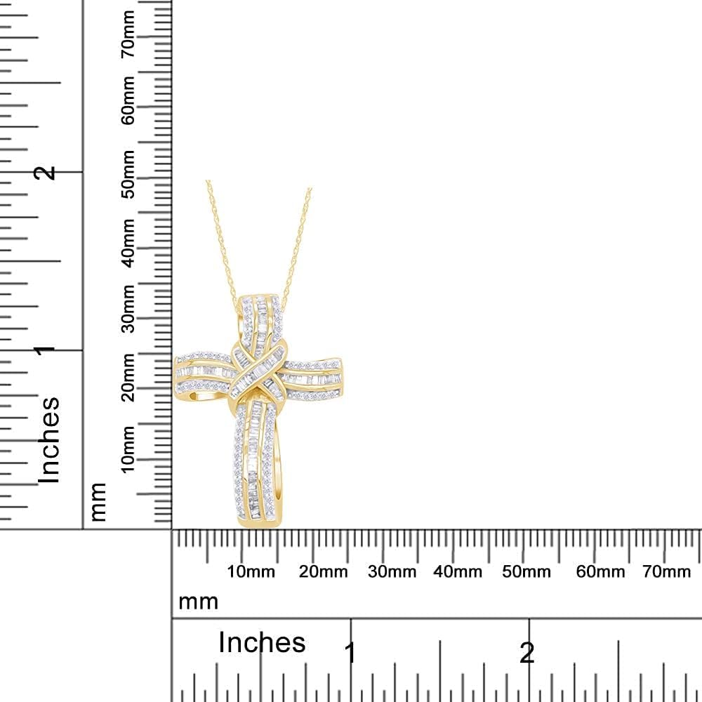 Infinity Cross Diamond Pendant Necklace for Women & Men, 1.00 Cttw Natural or Lab-Grown Diamond in 14K Gold Over 925 Sterling Silver, Religious Christian Jewelry Gift with 18' Chain