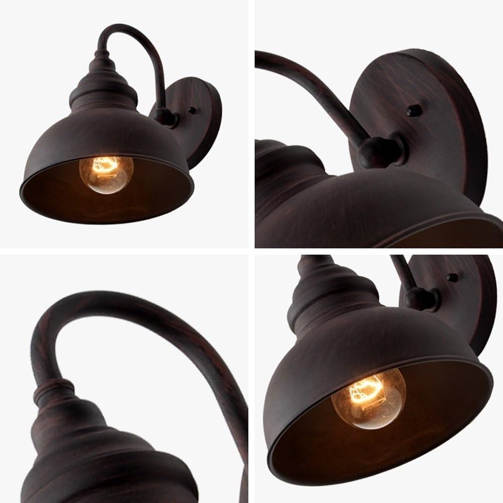ICEMOB 9.4in Industrial Retro Rusty Color Waterproof Outdoor Wall Lamp E27 Vintage Wall Lighting Fixture Garden Balcony Wall Sconce Lantern Aluminum Metal Wall Spotlight Exterior for House
