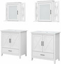 Bush Home Key West 64W Double Vanity Set with Sinks and Medicine Cabinets in White Ash