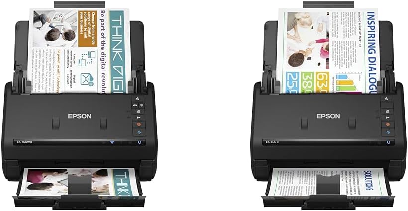 Epson Workforce ES-500W II Wireless Color Duplex Desktop Document Scanner for PC and Mac & Workforce ES-400 II Color Duplex Desktop Document Scanner for PC and Mac