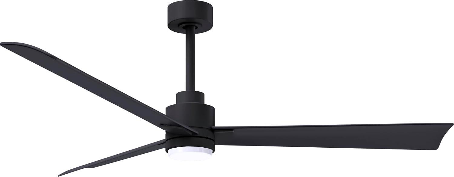 Matthews AKLK-BK-BK-56 Alessandra Wet Rated 56' Outdoor Ceiling Fan with Light and Remote, Silent DC Motor, 3 ABS Blades, Matte Black