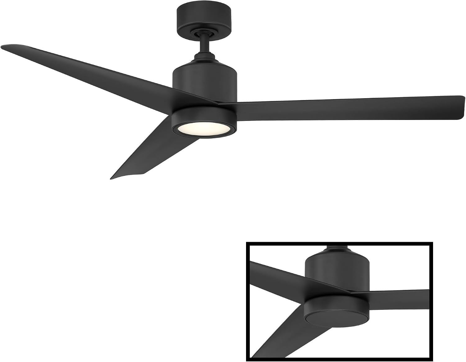 Modern Forms Lotus Smart Indoor and Outdoor 3-Blade Ceiling Fan 54in Matte Black with 2700K LED Light Kit and Remote Control worksworks with Alexa and iOS or Android App