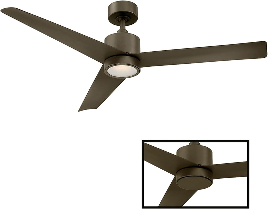 Lotus Smart Indoor and Outdoor 3-Blade Ceiling Fan 54in Bronze with 3000K LED Light Kit and Remote Control works with Alexa, Google Assistant, Samsung Things, and iOS or Android App