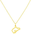AZAGGI Gold Plated Sterling Silver Necklace American USA State Pendant Necklace WV West Virginia Home is Where The Heart Is.