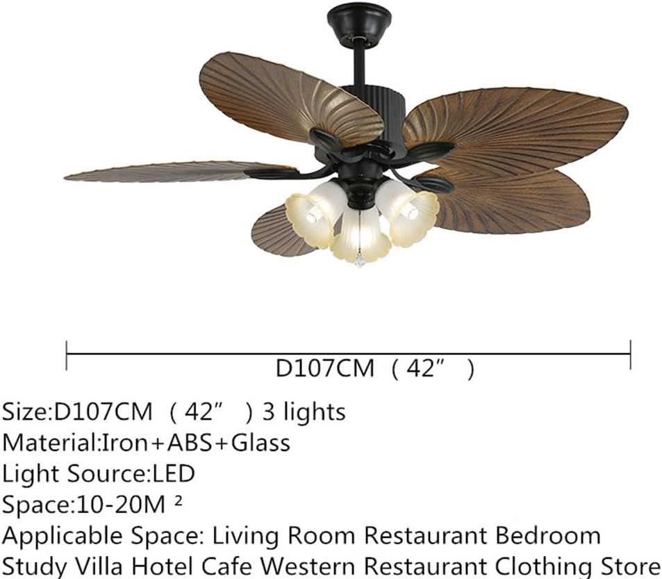 American Retro LED Ceiling Fan Light - Luxury European Design for Living Room, Restaurant, Bedroom, Cafe, Villa & Hotel Remote Control, Stylish Lighting (Style 15) (Style 12)