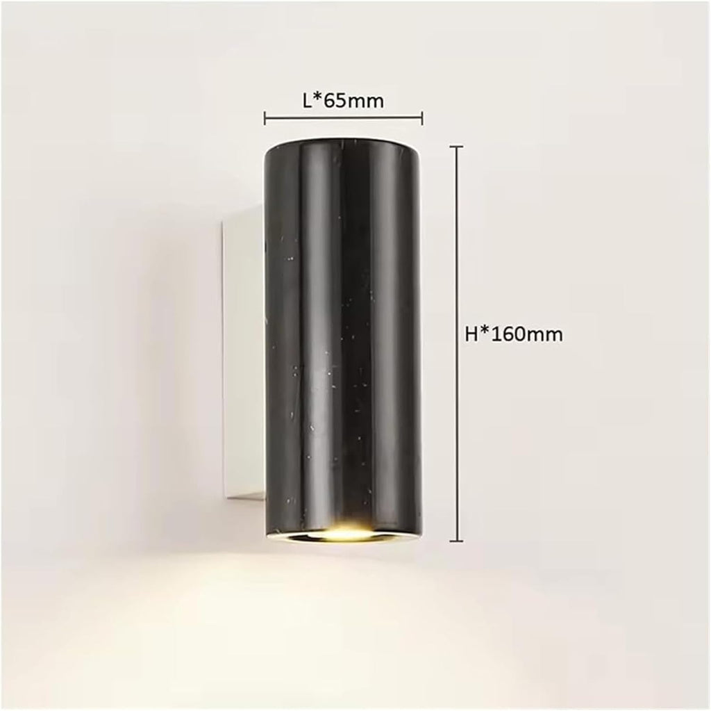 Nordic Minimalist Natural White Marble Modern Living Room Balcony Decoration Spotlight Landscape Corridor Warm Color Wall Lamp Simple(Black)