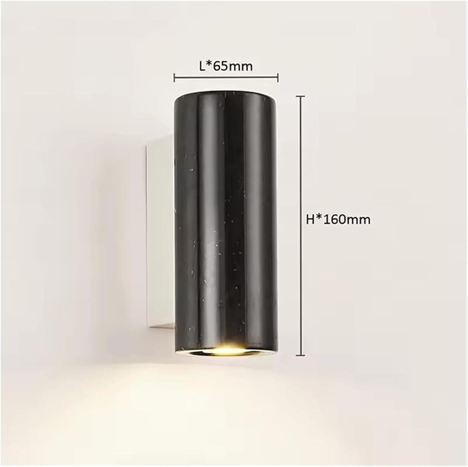Nordic Minimalist Natural White Marble Modern Living Room Balcony Decoration Spotlight Landscape Corridor Warm Color Wall Lamp Simple(Black)
