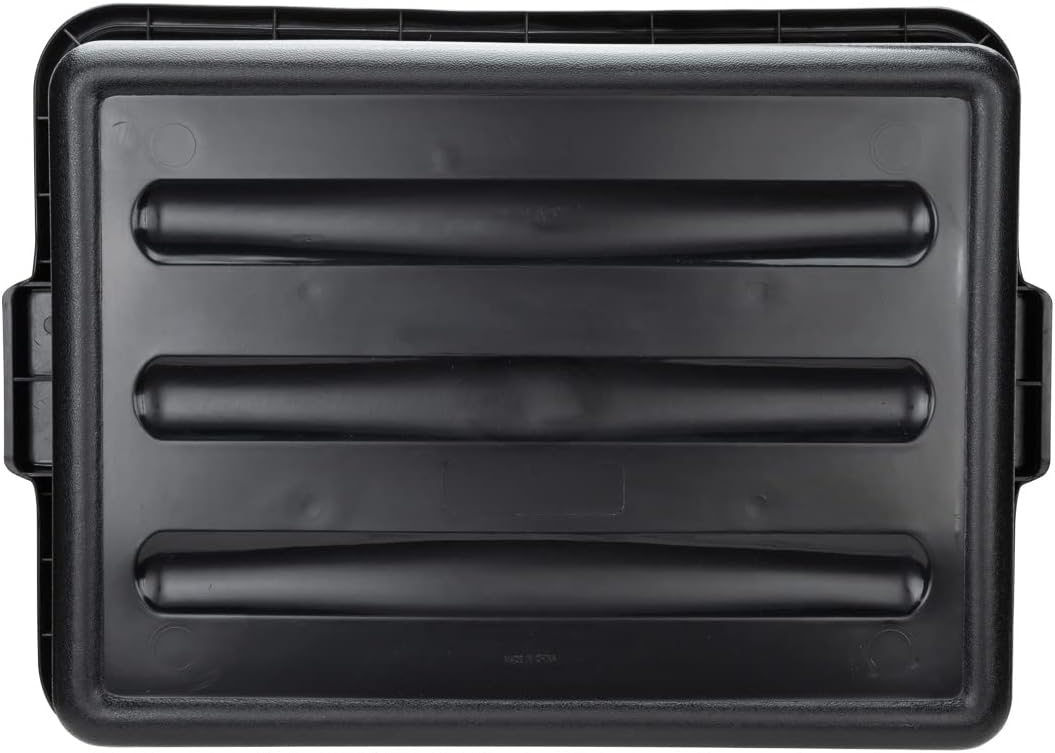 Restaurantware TUBS ONLY: RW Clean 22 Inch x 15.7 Inch Bus Tubs 12 Deep Bus Boxes - Lid Sold Separately With Handles Black Plastic Restaurant Tubs Heavy-Duty For Kitchen Organization