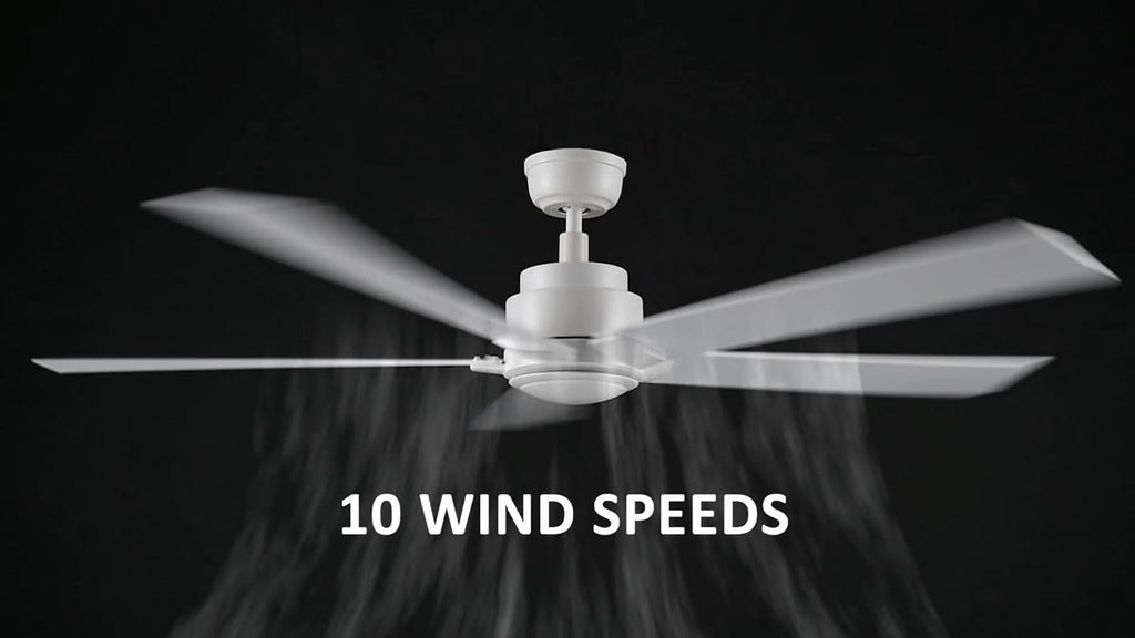 Carro 60 Inch Ceiling Fan without Lights, White Ceiling Fan with Remote Low Profile, 10-Speed Reversible DC Motor, 5 Dual Finish Blades, Indoor, for Bedroom