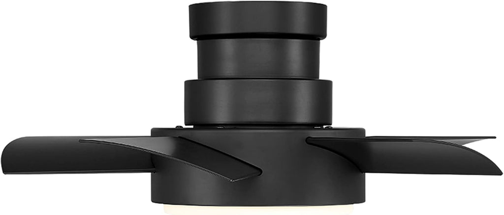 Vox 26 in Smart Indoor and Outdoor Smart Flush Mount Ceiling Fan in Matte Black with Remote Control 2700K