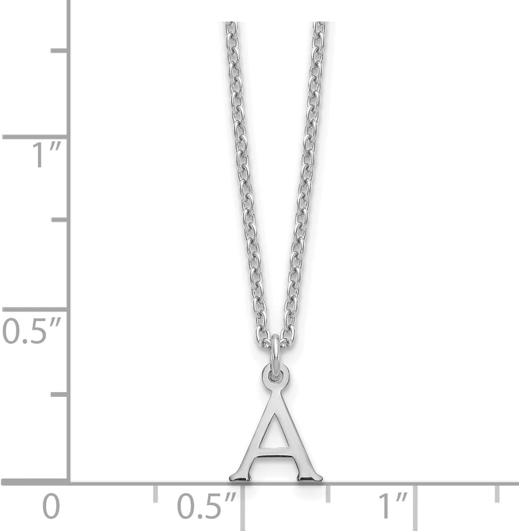 925 Sterling Silver Cutout Letter Initial Cable Chain Necklace (Length 18 in)