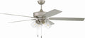 Craftmade 60' Outdoor Super Pro 104 Ceiling Fan, Painted Nickel Finish, Outdoor Rated, 5 ABS Blades & LED Light Kit Included - OS104PN5
