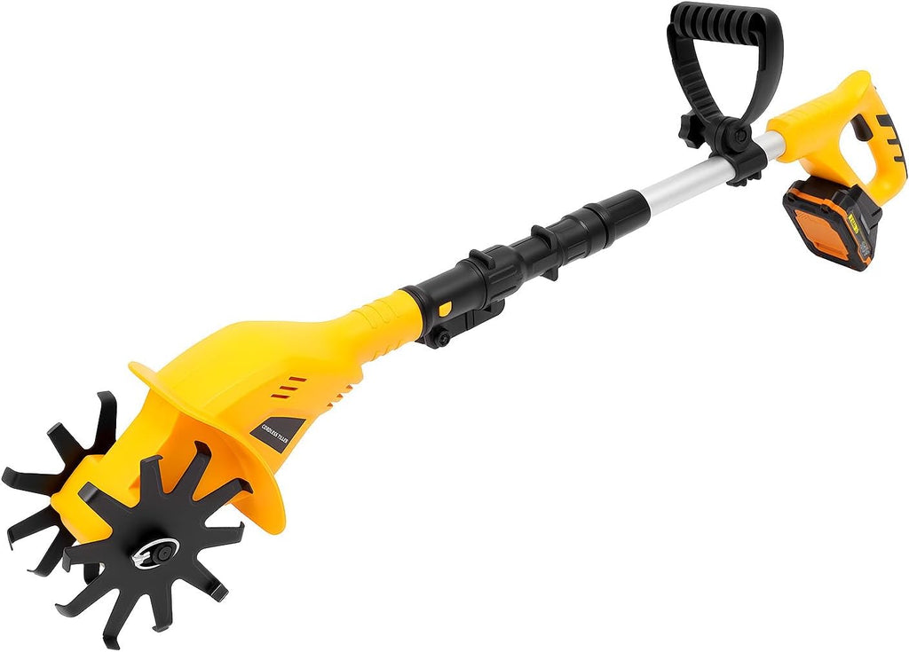 Cordless Tiller Cultivator, Electric Garden Tiller w/250 RPM, 4' Tilling Width, 3.9' Depth, Portable Rotary Tillers, Garden Rototiller for Plowing, Weeding, Turning Over Soil