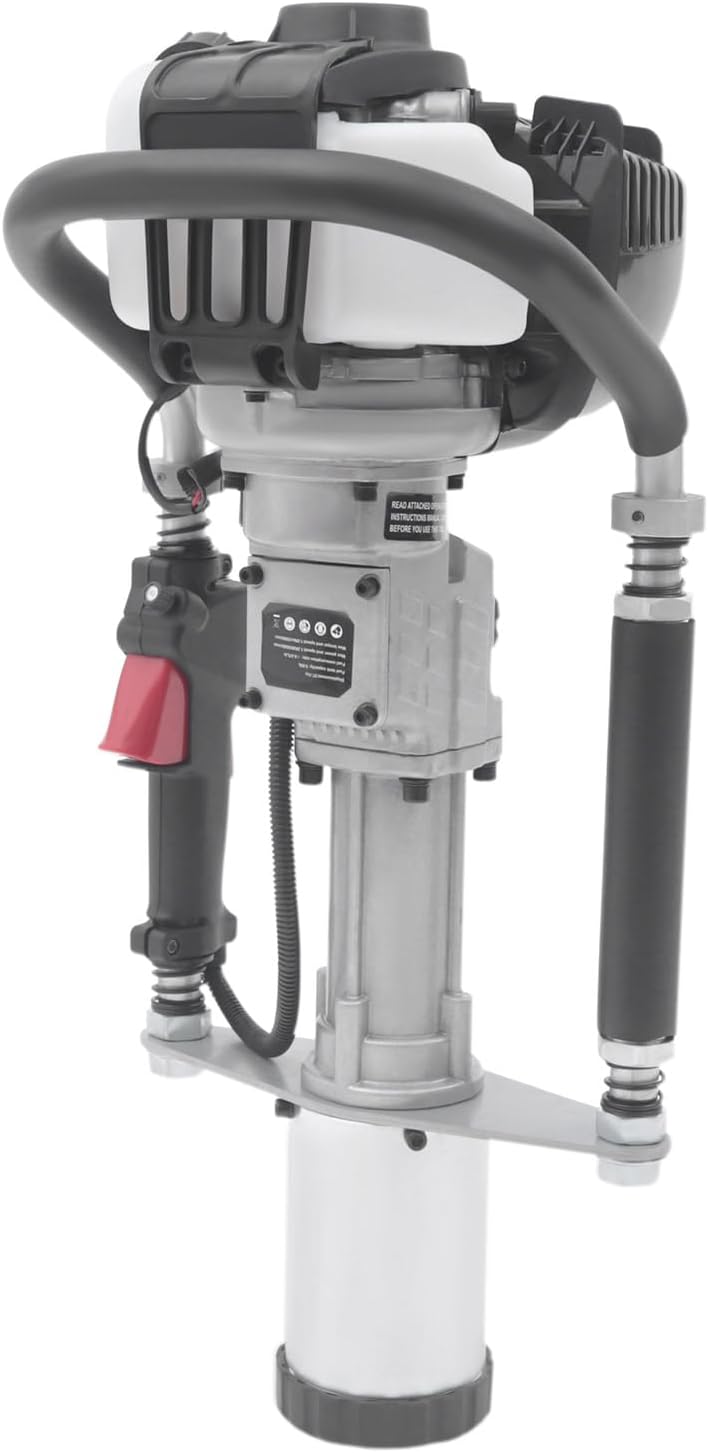 32.6CC 2 Stroke Gas Powered T-Post Driver, 0.9KW Gas Post Pounder Pile Driver, Single Cylinder Air Cooled Fence Post Driver with Hand Pull Start & 0.23 Gal Fuel Tank for Gardening (4-Stroke/ 37.7CC)