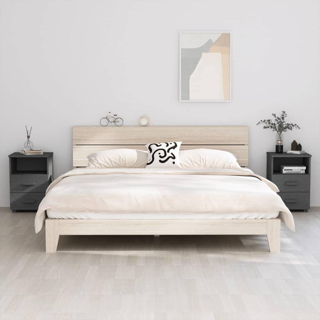 2 pcs Bedside Cabinet with Two Drawers and an Open Compartment, 24.4' Tall Bedside Table Wooden Cabinet for Home, Office, 15.7'x13.8'x24.4',-954