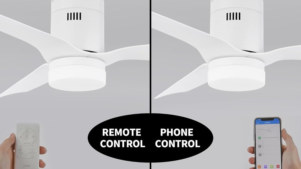 Carro 48' Flush Mount Black Ceiling Fan With 10 Speeds & 3 Colors Dimmable Light, Remote Control DC Low Profile Smart Ceiling Fan With Lights Compatible With Alexa, Siri & Google Home,White
