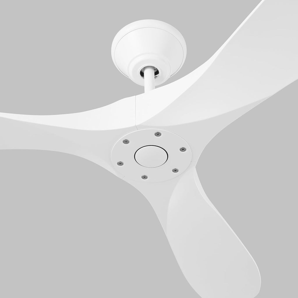 Generation Lighting 3MGMR60RZW-V2 Maverick Coastal Ceiling Fan with Remote Control, Wet Rated Indoor Outdoor Fan, Marine Grade Steel, Reversible DC Motor, 3 Blade High CFM (Matte White, 60-Inch)