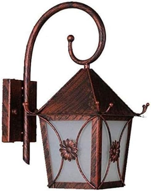 American Country Wall Lamp, Antique Industrial Wall Light Farmhouse Barn Rust Color Metal External Wall Spotlights Weatherproof Outdoor Landscape E27 Security Illumination